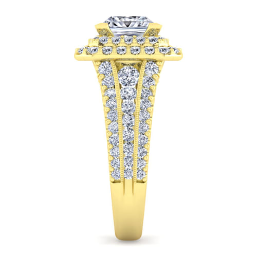 14K Yellow Gold Princess Cut Diamond Channel Set Engagement Ring