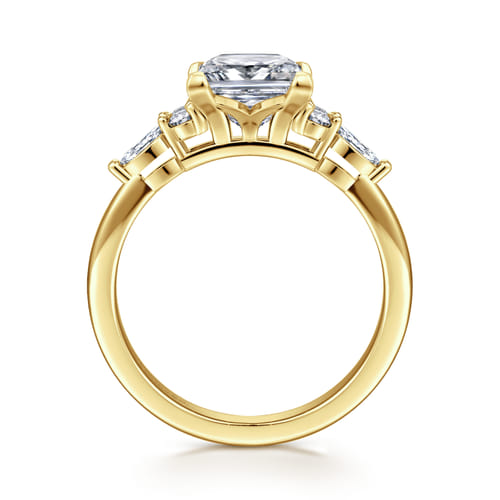 14K Yellow Gold Princess Cut Diamond Cluster Engagement Ring