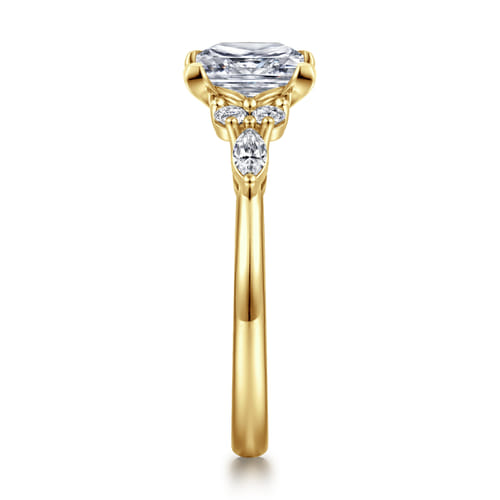 14K Yellow Gold Princess Cut Diamond Cluster Engagement Ring