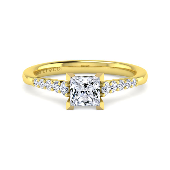 Gabriel - 14K Yellow Gold Princess Cut Diamond Engagement Ring