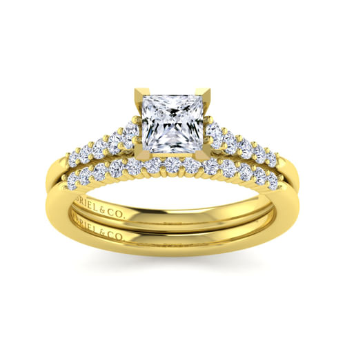 14K Yellow Gold Princess Cut Diamond Engagement Ring