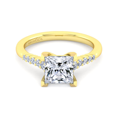 14K Yellow Gold Princess Cut Diamond Engagement Ring