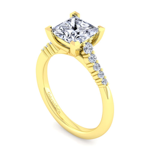 14K Yellow Gold Princess Cut Diamond Engagement Ring