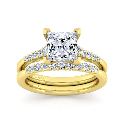 14K Yellow Gold Princess Cut Diamond Engagement Ring