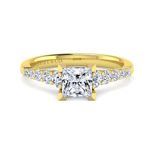 14K Yellow Gold Princess Cut Diamond Engagement Ring