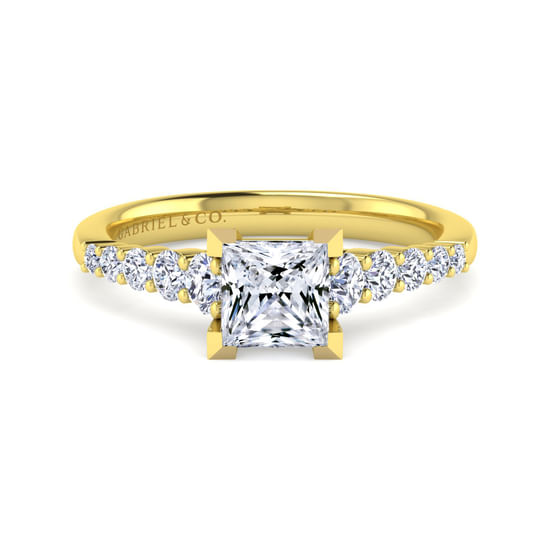 Gabriel - 14K Yellow Gold Princess Cut Diamond Engagement Ring