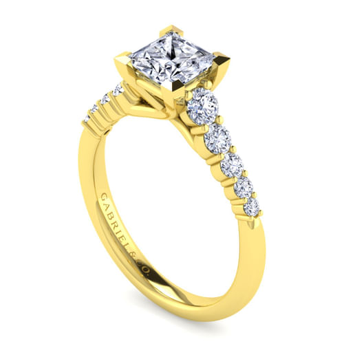 14K Yellow Gold Princess Cut Diamond Engagement Ring