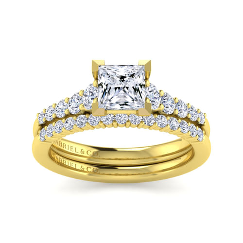 14K Yellow Gold Princess Cut Diamond Engagement Ring