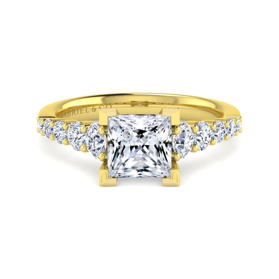Gabriel - 14K Yellow Gold Princess Cut Diamond Engagement Ring