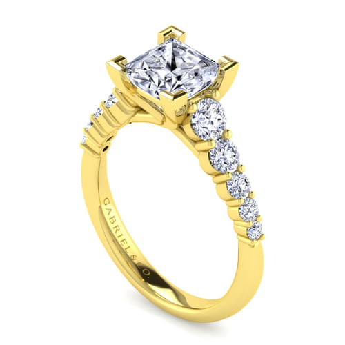 14K Yellow Gold Princess Cut Diamond Engagement Ring