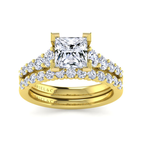 14K Yellow Gold Princess Cut Diamond Engagement Ring