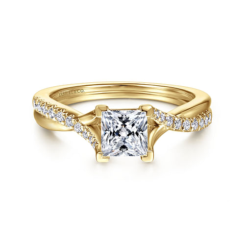 14K Yellow Gold Princess Cut Diamond Engagement Ring