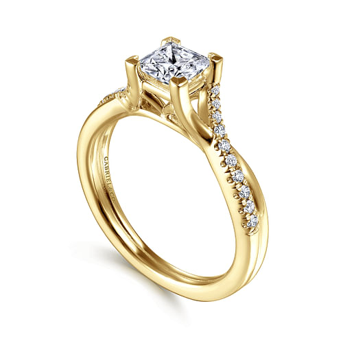 14K Yellow Gold Princess Cut Diamond Engagement Ring