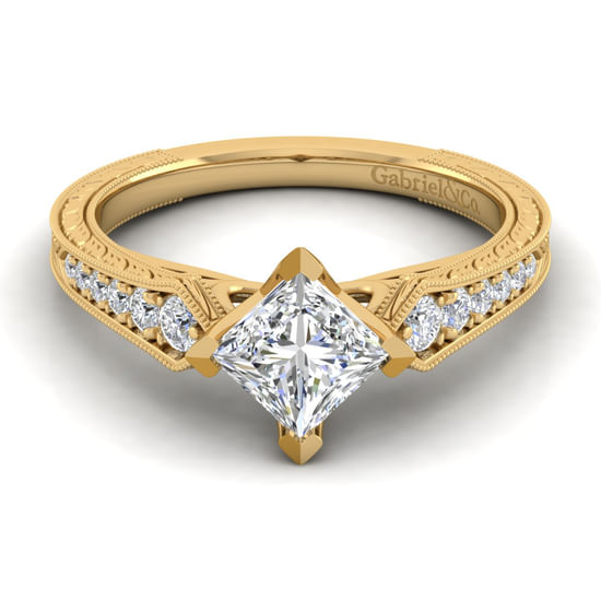 Gabriel - 14K Yellow Gold Princess Cut Diamond Engagement Ring