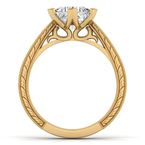 14K Yellow Gold Princess Cut Diamond Engagement Ring