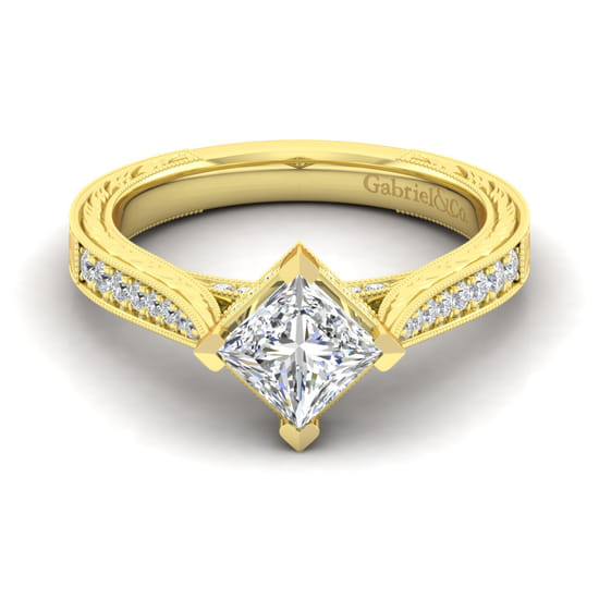 Gabriel - 14K Yellow Gold Princess Cut Diamond Engagement Ring