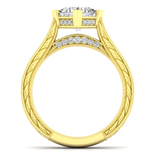 14K Yellow Gold Princess Cut Diamond Engagement Ring