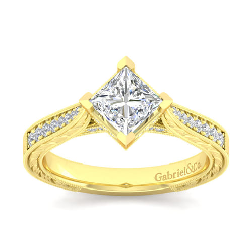 14K Yellow Gold Princess Cut Diamond Engagement Ring