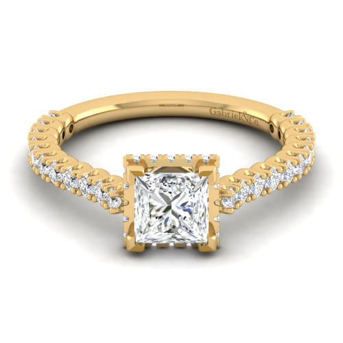 14K Yellow Gold Princess Cut Diamond Engagement Ring