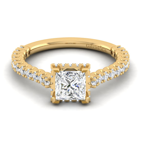 Gabriel - 14K Yellow Gold Princess Cut Diamond Engagement Ring