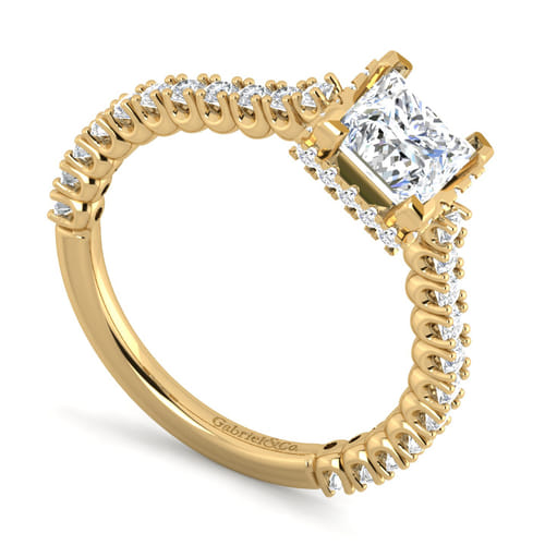 14K Yellow Gold Princess Cut Diamond Engagement Ring