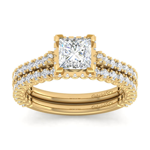 14K Yellow Gold Princess Cut Diamond Engagement Ring