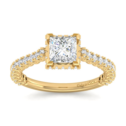 14K Yellow Gold Princess Cut Diamond Engagement Ring