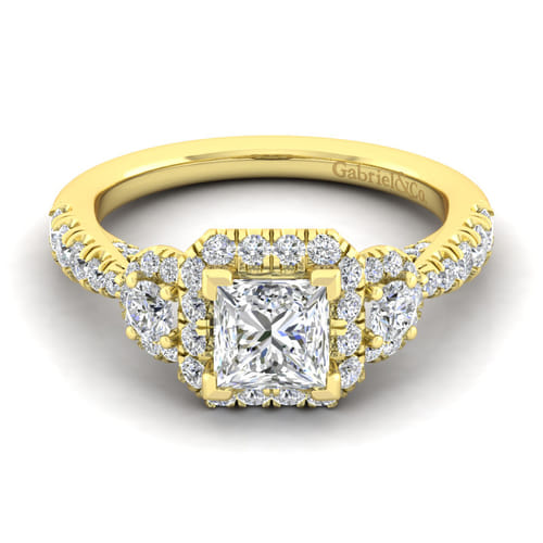 14K Yellow Gold Princess Cut Diamond Engagement Ring