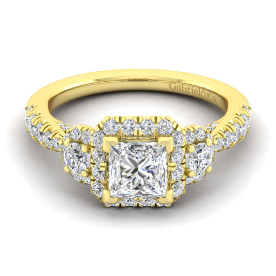 Gabriel - 14K Yellow Gold Princess Cut Diamond Engagement Ring