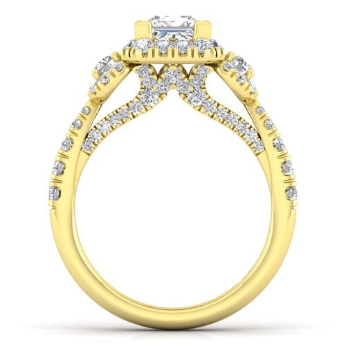14K Yellow Gold Princess Cut Diamond Engagement Ring