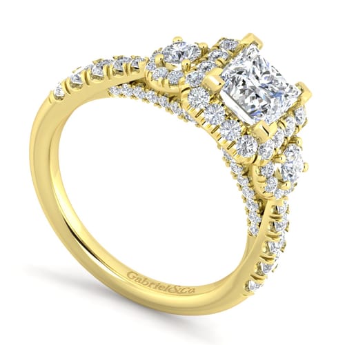 14K Yellow Gold Princess Cut Diamond Engagement Ring