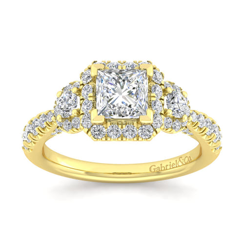 14K Yellow Gold Princess Cut Diamond Engagement Ring
