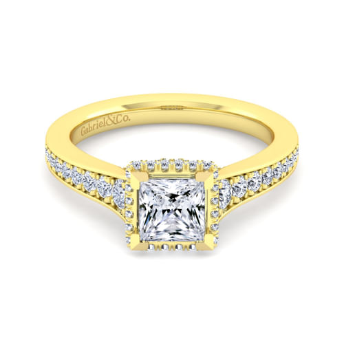 14K Yellow Gold Princess Cut Diamond Engagement Ring