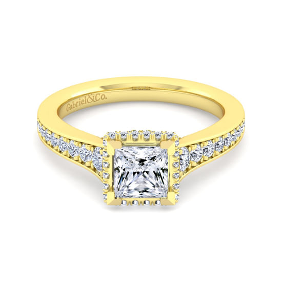 Gabriel - 14K Yellow Gold Princess Cut Diamond Engagement Ring