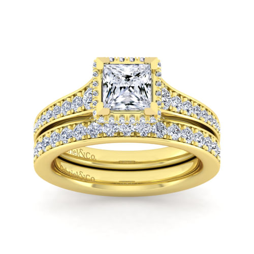 14K Yellow Gold Princess Cut Diamond Engagement Ring