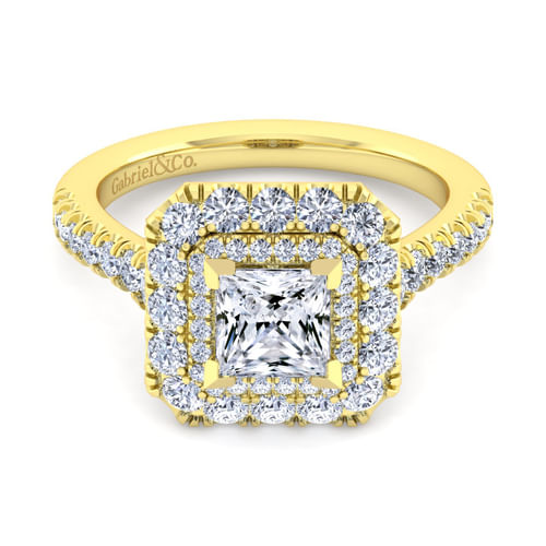 14K Yellow Gold Princess Cut Diamond Engagement Ring