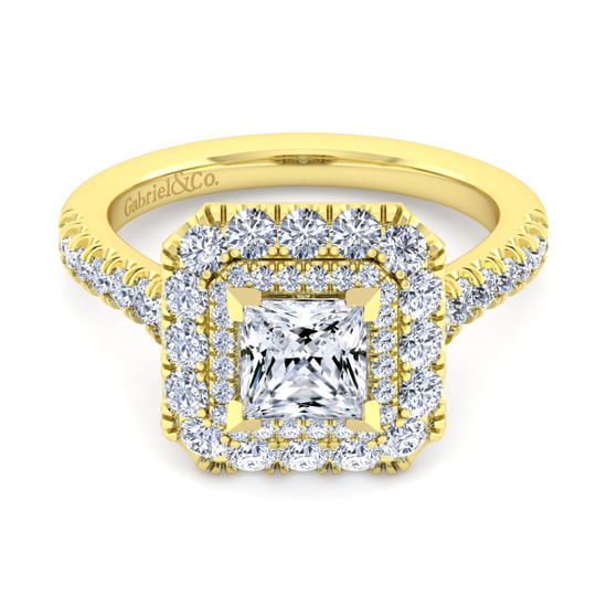 Gabriel - 14K Yellow Gold Princess Cut Diamond Engagement Ring