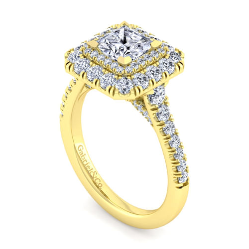 14K Yellow Gold Princess Cut Diamond Engagement Ring