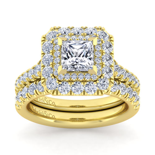 14K Yellow Gold Princess Cut Diamond Engagement Ring