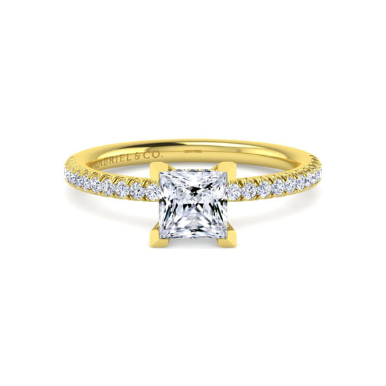 Gabriel - 14K Yellow Gold Princess Cut Diamond Engagement Ring