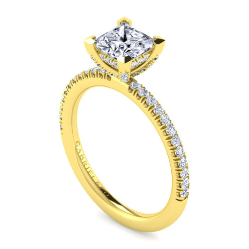 14K Yellow Gold Princess Cut Diamond Engagement Ring