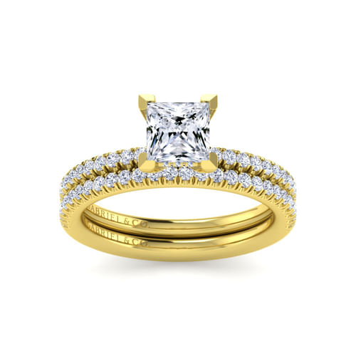 14K Yellow Gold Princess Cut Diamond Engagement Ring
