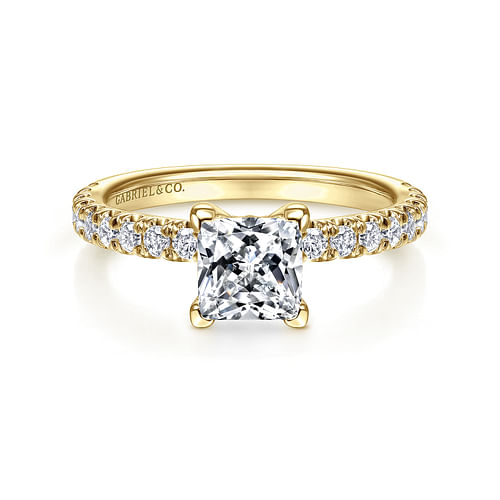 14K Yellow Gold Princess Cut Diamond Engagement Ring