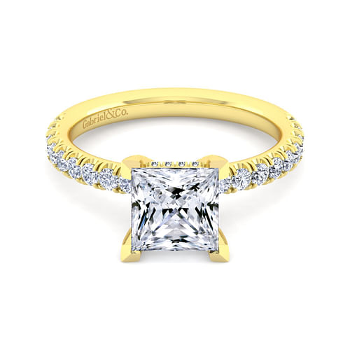 14K Yellow Gold Princess Cut Diamond Engagement Ring