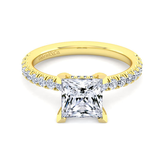 Gabriel - 14K Yellow Gold Princess Cut Diamond Engagement Ring