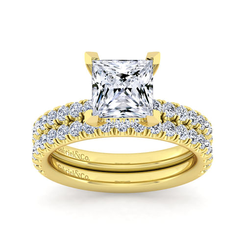 14K Yellow Gold Princess Cut Diamond Engagement Ring