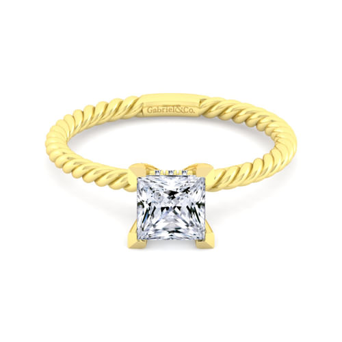 14K Yellow Gold Princess Cut Diamond Engagement Ring