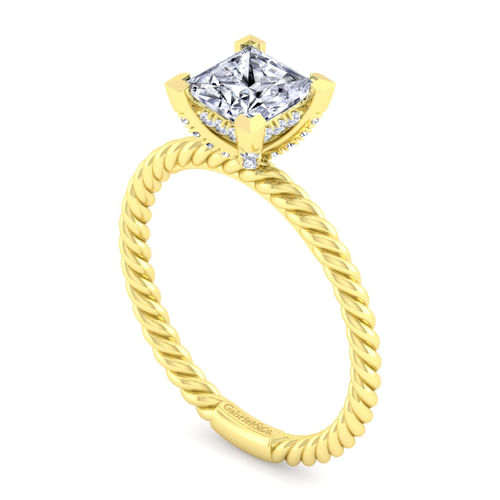 14K Yellow Gold Princess Cut Diamond Engagement Ring