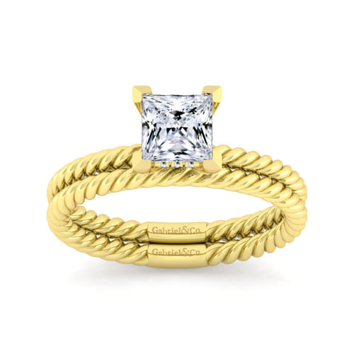 14K Yellow Gold Princess Cut Diamond Engagement Ring