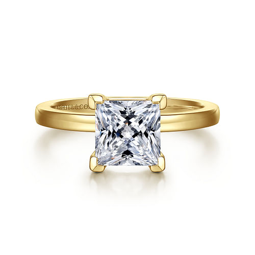 14K Yellow Gold Princess Cut Diamond Engagement Ring